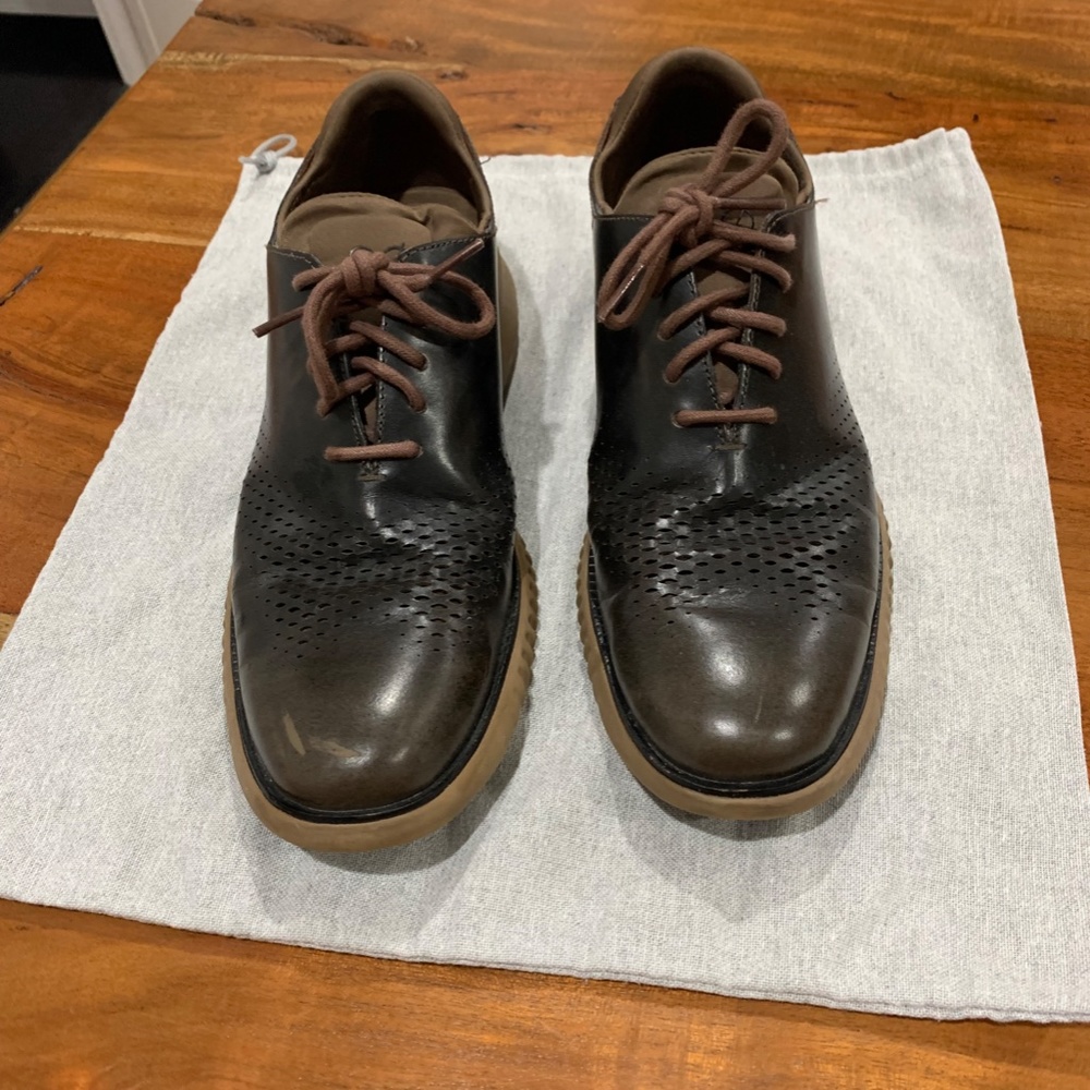 Cole Haan leather 2.0 zerogrand men’s shoes 8 Brown wingtip Oxford comfort dress